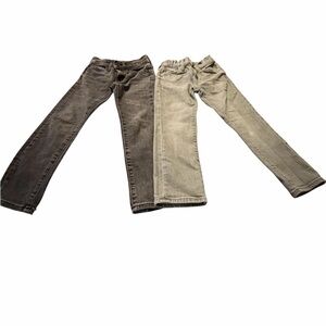 Pair of Gray and Tan Jeans